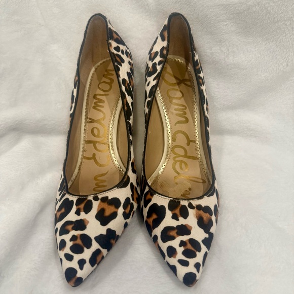 Sam Edelman Hazel Pointed Toe Calf Hair Leopard Print Pumps - Picture 12 of 15